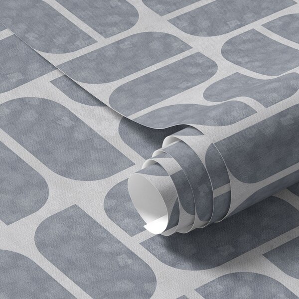 Carta da parati Mosaico grigio con forme alternate arrotondate e rettangolari, Parati astratta classici, a01069 : Uwalls.it