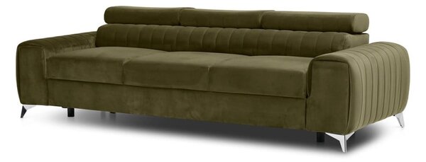 Divano color kaki allungabile e rivestimento in velluto 261 cm Laurence – ELTAP