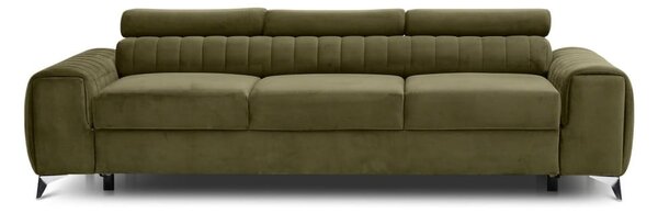 Divano color kaki allungabile e rivestimento in velluto 261 cm Laurence – ELTAP