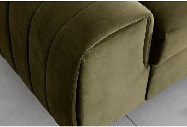 Divano color kaki allungabile e rivestimento in velluto 261 cm Laurence – ELTAP