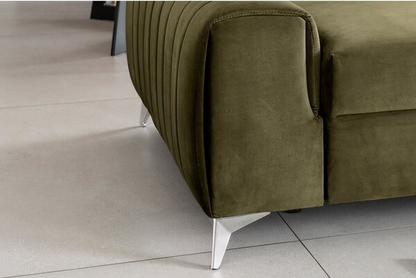 Divano color kaki allungabile e rivestimento in velluto 261 cm Laurence – ELTAP
