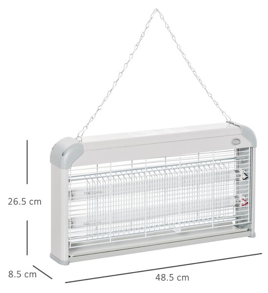 Outsunny Elettroinsetticida da Esterno e Interno con Lampada Antizanzare UV per 60m², Zanzariera Elettrica 30W Grigio|Aosom