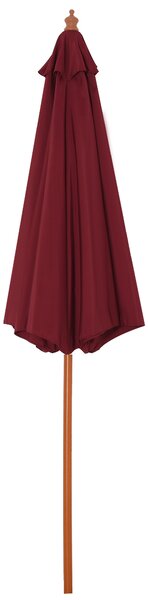 Outsunny Ombrellone da Giardino Φ257x253cm, Tettuccio Antivento, Poliestere Rosso, Palo in Legno, Perfetto per Esterni|Aosom