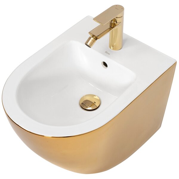 Set vaso WC CARLO Flat + bidet CARLO MINI GOLD/WHITE