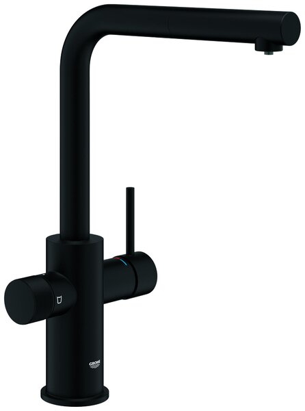 Miscelatore Grohe Blue Pure Minta Filter con doccetta estraibile Nero