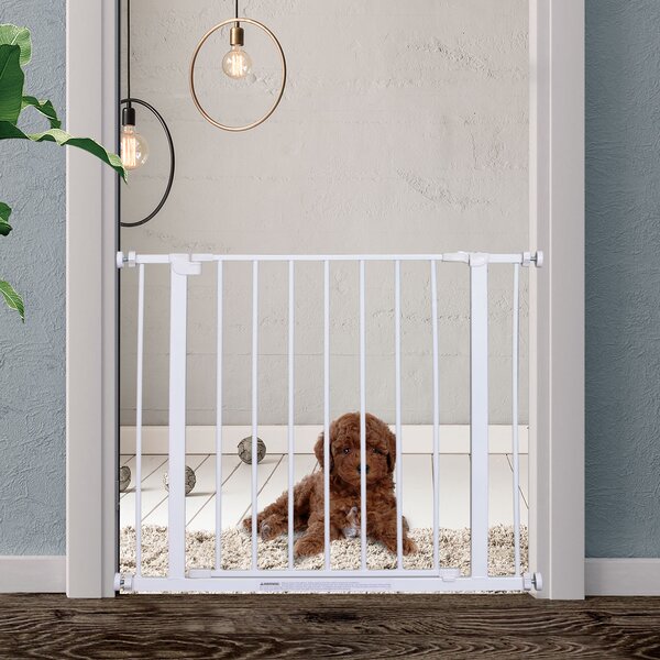 PawHut Cancelletto di Sicurezza per Bambini e Animali Domestici Bianco 76 x 72-82 cm|Aosom