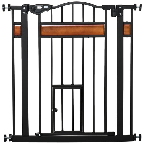 PawHut Cancellino per Cani con Fissaggio a Pressione, Barriera di Sicurezza Estensibile da 74-80cm con Chiusura Automatica, Nero|Aosom