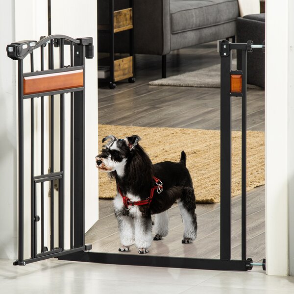 PawHut Cancellino per Cani con Fissaggio a Pressione, Barriera di Sicurezza Estensibile da 74-80cm con Chiusura Automatica, Nero|Aosom
