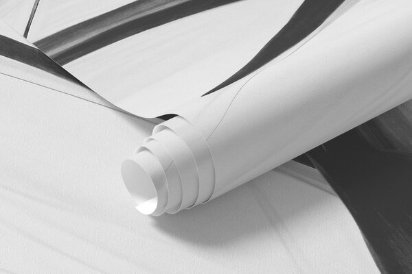Carta da parati Tratti astratti in bianco e nero con linee sottili che creano un design moderno su, Carta da parati lastrazione, w09605 : Uwalls.it
