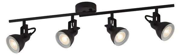 Plafoniera Lineare Contemporanea Focus Spotlight Acciaio Bianco Nero 4 Luci Gu10