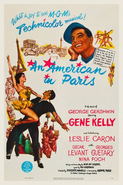 Stampa artistica An American in Paris Ft Gene Kelly Vintage Cinema Retro Movie Theatre Poster Iconic Film Advert, (26.7 x 40 cm)