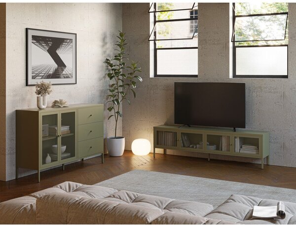 Cassettiera verde in metallo 140x90x40 cm Fayna – Marckeric