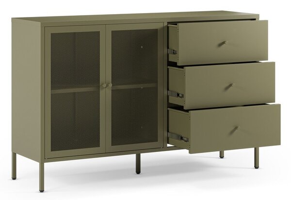 Cassettiera verde in metallo 140x90x40 cm Fayna – Marckeric