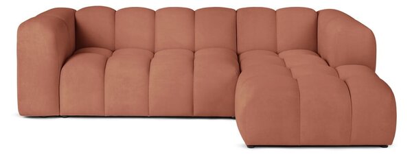 Divano angolare color terracotta (con penisola a destra e chaise lounge) con rivestimento in velluto Cube – Bonami Selection