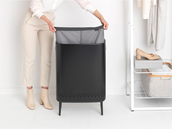 Cesto portabiancheria in metallo nero opaco 90 l Bo Hi - Brabantia