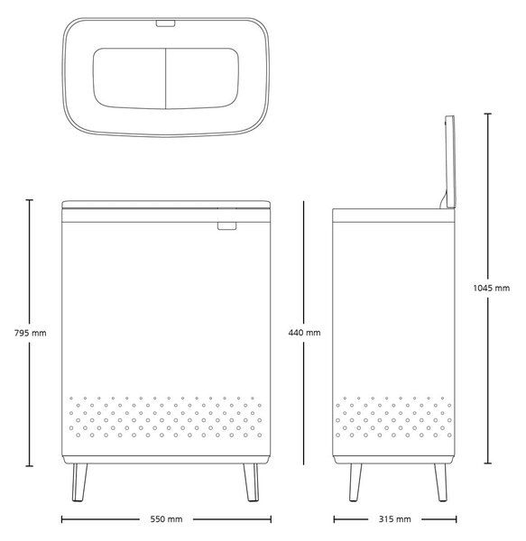 Cesto portabiancheria in metallo nero opaco 90 l Bo Hi - Brabantia