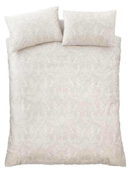 Set copripiumino e federa beige in velluto per letto matrimoniale e per letto esteso 230x220 cm Bridgerton Regal Birds – Catherine Lansfield