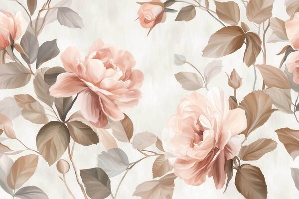 Carta da parati rose pittoresche nello stile della pittura a olio, Carta da parati Floreale, w04873 : Uwalls.it