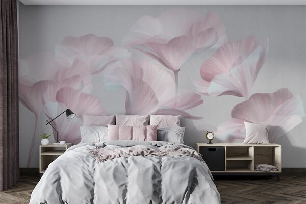 Carta da parati Fiori di loto traslucidi di colore rosa pallido con petali delicati su uno sfondo, Carta da parati Floreale, w09640v1 : Uwalls.it