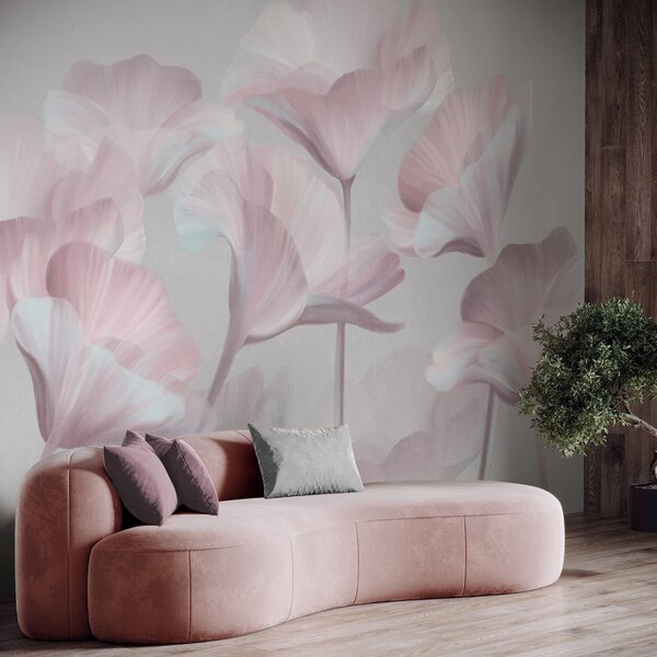 Carta da parati Fiori di loto traslucidi di colore rosa pallido con petali delicati su uno sfondo, Carta da parati Floreale, w09640v1 : Uwalls.it