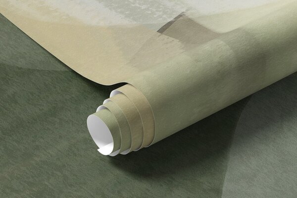 Carta da parati Forme astratte con texture in colori tenui verde e beige, con bordi morbidi e strati, Carta da parati lastrazione, w09642 : Uwalls.it