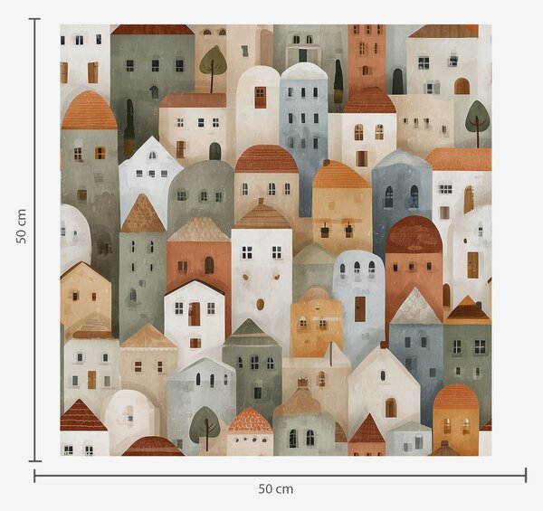 Carta da parati Piccole case di città, Parati astratta classici, a00970 : Uwalls.it