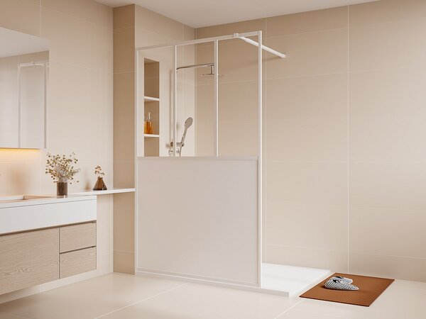 Parete per doccia walk-in stile atelier Bianco opaco 120 x 200 cm - URBANIK