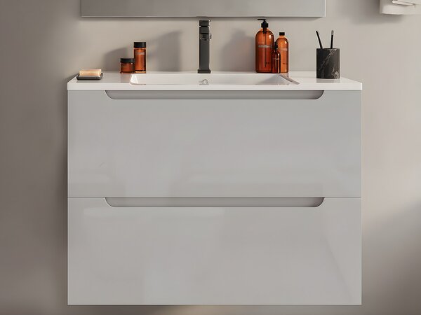 Mobile lavabo singolo sospeso 80 cm Bianco - STEFANIE