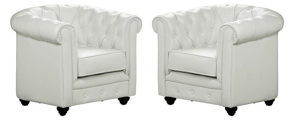 Poltrone CHESTERFIELD in similpelle Bianche - Lotto di 2