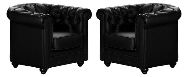 Poltrone CHESTERFIELD in similpelle Nero - Lotto di 2