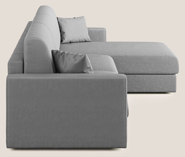 Chris Divano letto angolare con penisola in microfibra smacchiabile T1