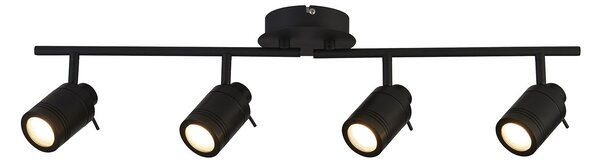 Plafoniera Contemporanea Sansone Acciaio Nero Policarbonato 4 Luci Gu10