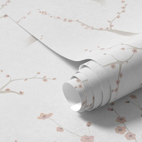 Carta da parati Rami leggeri con fiori rosa, Parati fiori e piante classici, a01111v1 : Uwalls.it