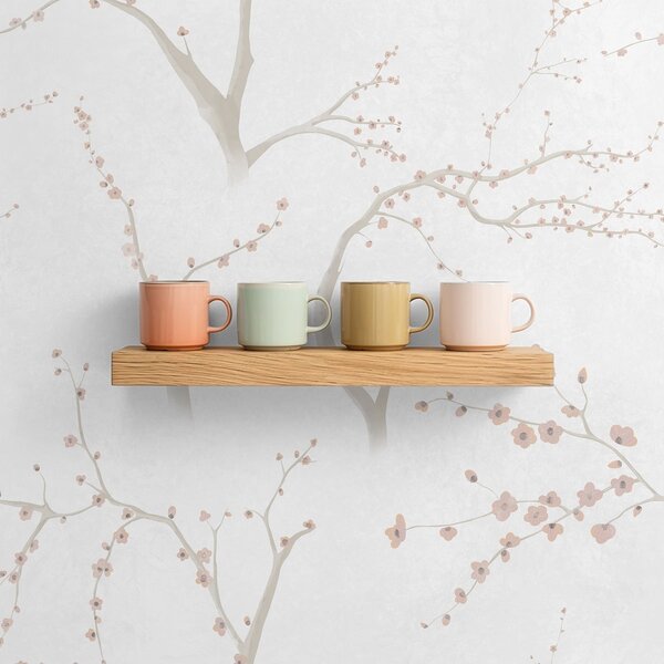 Carta da parati Rami leggeri con fiori rosa, Parati fiori e piante classici, a01111v1 : Uwalls.it