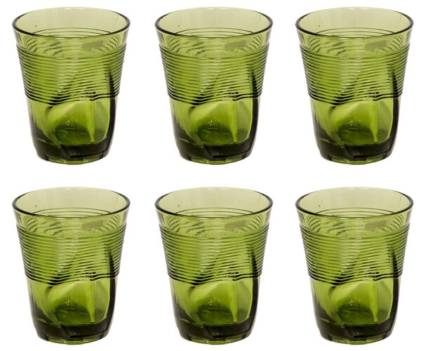 Set 6 Bicchieri Accartocciati 36 Cl Ø9 Cm In Vetro Pressato Kaleidos Verdi