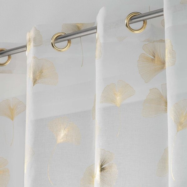Tenda in voile bianco e oro 140x240 cm Ginkgold - douceur d'intérieur