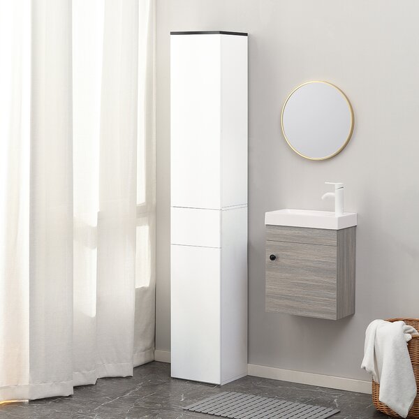 Kleankin Mobile Bagno con Ripiano Regolabile, Colonna Bagno 2 Ripiani Chiusi e un Cassetto in Legno, 30x28x180 cm, Bianco|Aosom