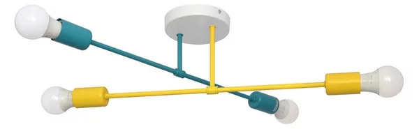 Lampadario a plafone CAMBRIDGE 4xE27/20W/230V blu/giallo