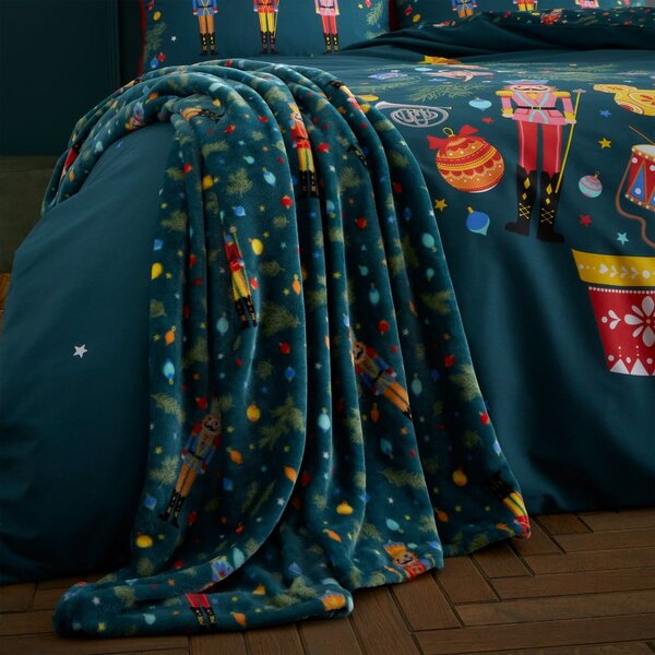 Coperta con motivo natalizio in micropile 130x170 cm Nutcracker - Catherine Lansfield