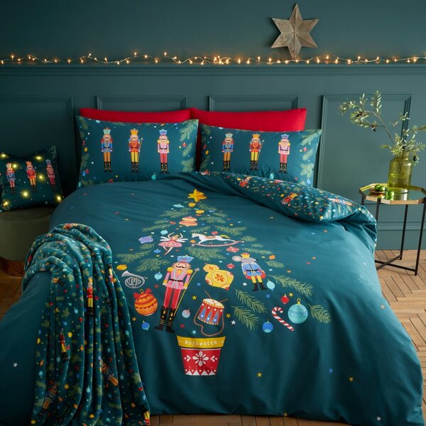 Biancheria da letto singola verde scuro 135x200 cm Nutcracker - Catherine Lansfield