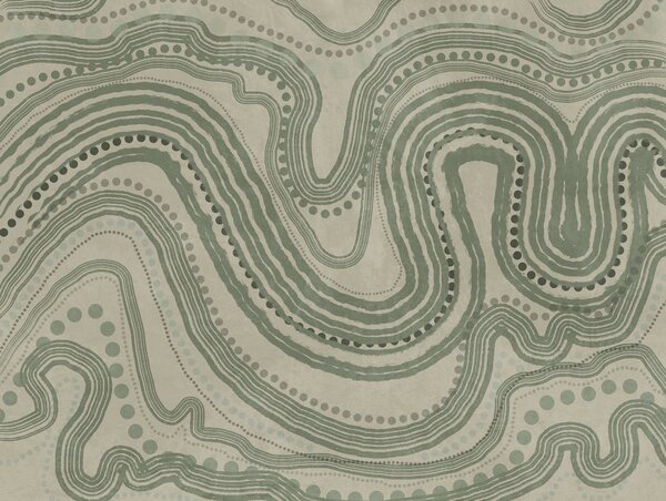 Carta da parati Linee ondulate e punti astratti verdi e beige, arte moderna con texture, Carta da parati lastrazione, w09747 : Uwalls.it