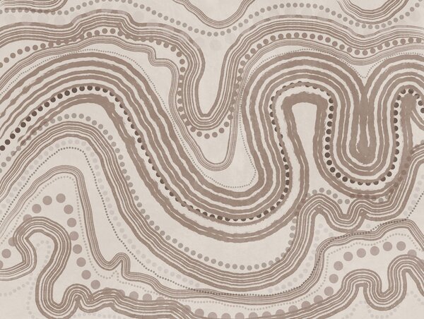 Carta da parati Linee ondulate e punti astratti marroni e beige, arte moderna con texture, Carta da parati lastrazione, w09747v1 : Uwalls.it