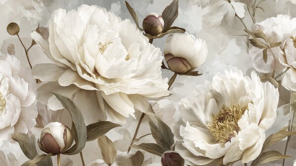 Carta da parati Peonie grandi, Carta da parati Floreale, w09689 : Uwalls.it