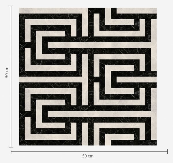 Carta da parati Motivo geometrico bianco e nero a labirinto, Parati astratta classici, a01073 : Uwalls.it