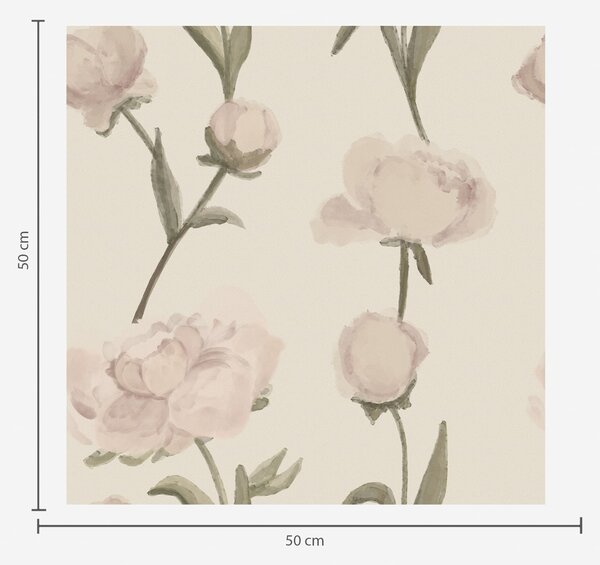 Carta da parati Peonie rosa tenue su sfondo chiaro, Parati fiori e piante classici, a01114 : Uwalls.it