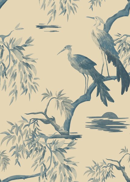 Carta da parati Uccelli su un ramo nei toni del blu, Parati animali classici, Parati animali uccelli classici, a01116 : Uwalls.it