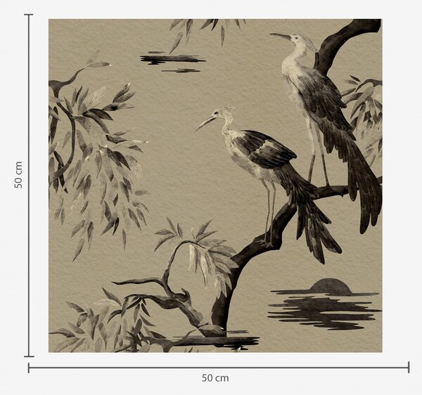 Carta da parati Uccelli su un ramo in tonalità monocromatiche, Parati animali classici, Parati animali uccelli classici, a01116v2 : Uwalls.it