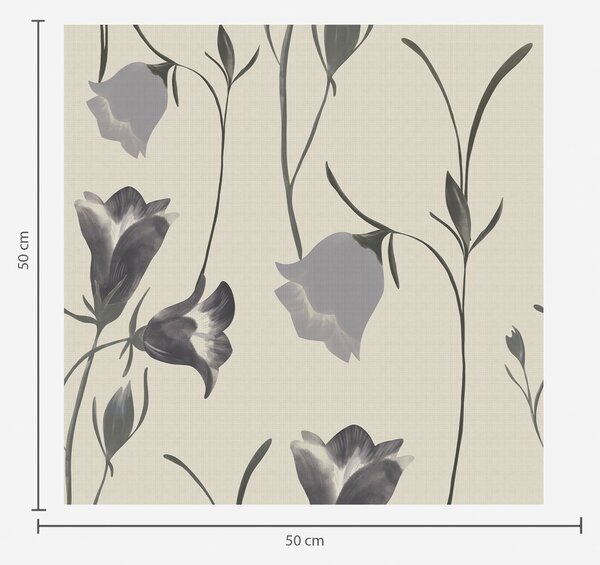 Carta da parati Fiori grigi a campana su sfondo beige chiaro, Parati fiori e piante classici, a01119 : Uwalls.it