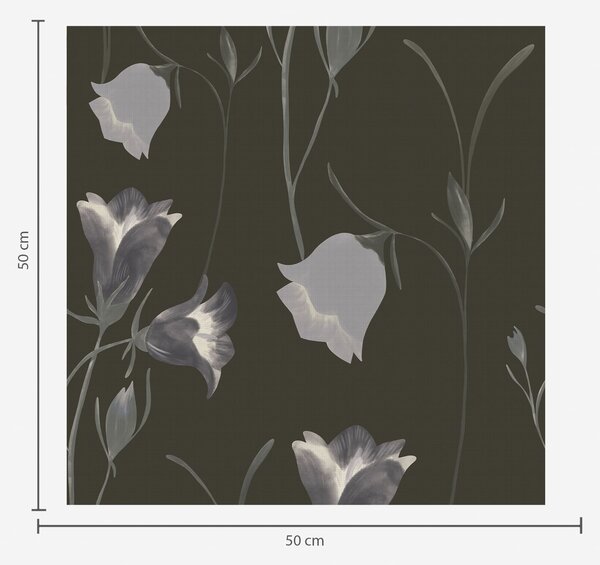Carta da parati Fiori grigi a campana su sfondo scuro, Parati fiori e piante classici, a01119v1 : Uwalls.it