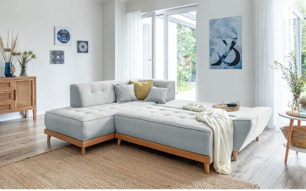 Divano letto angolare grigio chiaro L, angolo sinistro Dazzling Daisy - Miuform
